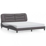 Cadru de pat fara saltea, Hvar, gri, 180x200 cm, piele ecologica
