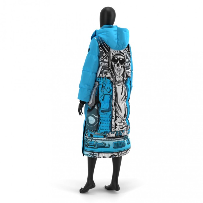 Geaca dama bleu cu print oversize GF010