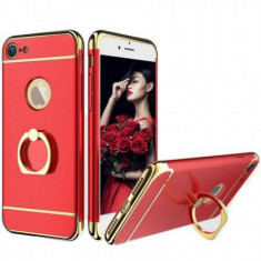 Set husa Apple iPhone 7 Plus 3in1 Ultrasubtire Ring Red + Folie sticla secure