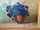Tablou- Vaza cu flori - semnat N.Ignatoiu, perioada interbelica, Ulei, Realism