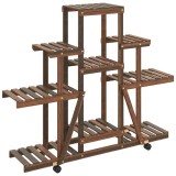 Cumpara ieftin Suport pentru flori cu roti, 110x25x101 cm, lemn masiv de brad