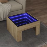 Cumpara ieftin Măsuță de cafea cu LED infinity, stejar sonoma, 50x50x30 cm