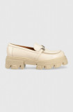 Charles Footwear mocasini de piele Mey femei, culoarea bej, cu platforma, Mey.Loafer.2.0