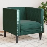 vidaXL Fotoliu Chesterfield, verde &icirc;nchis, catifea