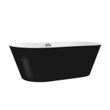 Cada baie independenta Leziter Noa, acril, negru/alb, ovala, 170x75x56 cm