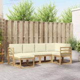 vidaXL Set de canapele de exterior 6 pcs Alb și crem Poliester 3387859