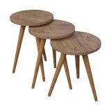 Cumpara ieftin Set de 3 buc masute laterale Perjene melamina si lemn nuanta naturala 36.5x36.5x45 cm
