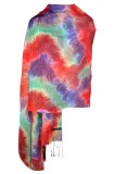 Esarfa curcubeu din casmir, Dacali, rosu, 185 x 75 cm, Marime universala