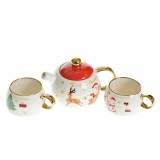 Set ceainic 420 ml cu doua cani 160 ml model craciun