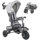 AIYAPLAY Tricicletă Copii 6&icirc;n1 Pliabilă, Scaun Rotativ, Copertină, Gri, 1-5 Ani, Max 25kg