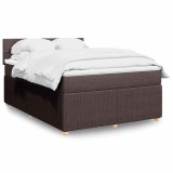 VidaXL Pat box spring cu saltea, maro &icirc;nchis, 140x200 cm, textil