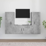 Cumpara ieftin Set dulapuri TV, 3 piese, gri beton, lemn prelucrat