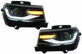 Faruri LED DRL Chevrolet Camaro (2014-2015) cu Semnal Dinamic Conversie la 2016+ Performance AutoTuning