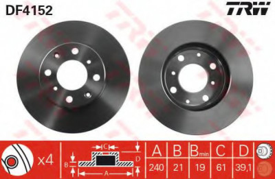 Disc frana HONDA JAZZ II (GD) (2002 - 2008) TRW DF4152 foto