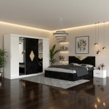 Dormitor Alessa Negru Dressing 250 Si Pat cu 2 Noptiere Transport oriunde &icirc;n Rom&acirc;nia