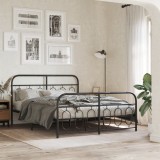 VidaXL Cadru pat metalic cu tăblie de cap/picioare, negru, 140x190 cm