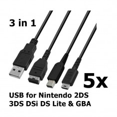 3 in1 USB pentru Nintendo 2DS, 3DS, DSi, DS Lite, Set 5 Buca?i foto