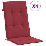 Cumpara ieftin Perne scaun cu spatar inalt, 4 buc., rosu, 120x50x3 cm, textil