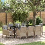 Cumpara ieftin Set de masă pentru grădină cu pernă 9 pcs Bej Rattan poli