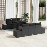 VidaXL Set de canapele pentru grădină 7 pcs Negru 100 x 55 x 73 cm