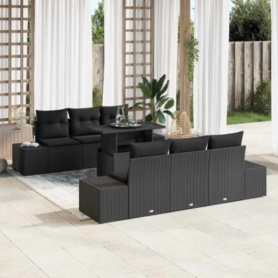 vidaXL Set de canapele pentru grădină 7 pcs Negru 100 x 55 x 73 cm 3349109 foto