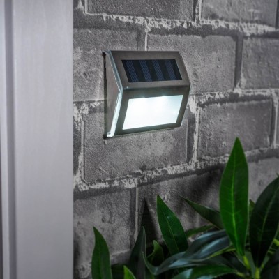 Lampa de Perete Solară, 2 LED-uri, Argintiu, 10x2.3x8.3 cm foto