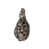 Pandantiv cu Jasp Leopard, fir metalic argintiu, Bej, 5 cm, Lux, Love