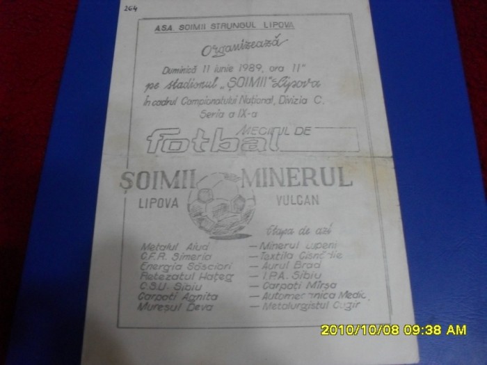 program Soimii Lipova - Minerul Vulcan