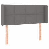 Cumpara ieftin Tablie de pat cu aripioare gri inchis 93x16x78/88 cm textil