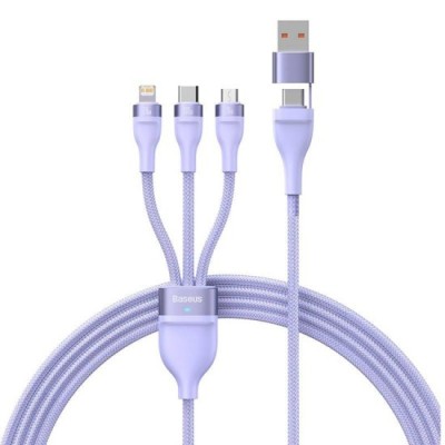 Cablu de Date cu Adaptor USB, Type-C, 100W, 1.2m - Baseus Flash Series 2 (CASS030105) - Purple foto