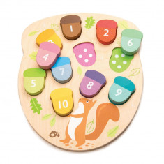 Puzzle educativ din lemn, Tender Leaf Toys, Numaram ghinde