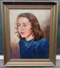 Tablou vechi - portret tanara - nesemnat