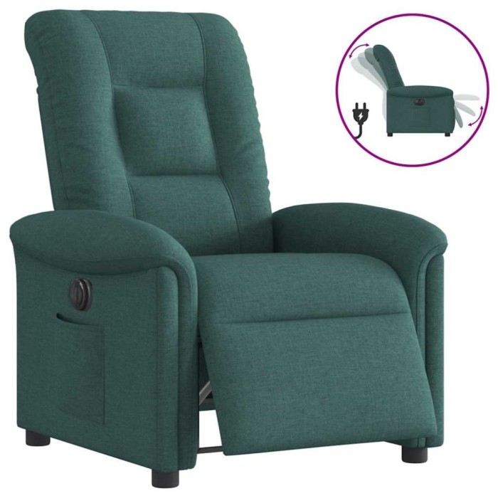 vidaXL Fotoliu rabatabil electric, verde &icirc;nchis, material textil 3303240