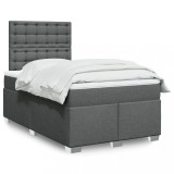 vidaXL Pat box spring cu saltea, gri &icirc;nchis, 120x190 cm, textil 3292742