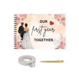 Set Album foto / GuestBook/ Scrapbooking pentru prima aniversare nunta, pagini negre, A4 landscape, 30 file, accesoriu nunta