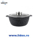 Cratita cu capac Oliver Voltz OV54318C28, O28x12.5 cm, 6.5 l, Aluminiu turnat, Invelis, Negru