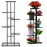 Suport pentru flori metalic cu 6 niveluri, 106 cm, negru, Ruhhy