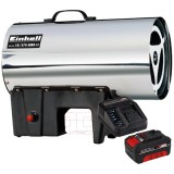 Einhell GE-HG 18/370 Niro Li PXC + Starter Kit - Tun de caldura 37 kW 1000 m3/h + Set 1 acumulator si incarcator Li-Ion 18 V 4 Ah
