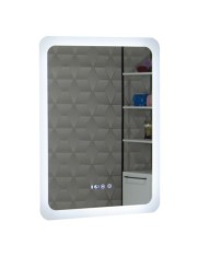 Oglinda baie GNMD21 cu iluminare LED, functie dezaburire, ceas si termometru, 60 cm, suspendata, alb foto