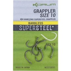 Carlige KORUM Supersteel Grappler Hooks Barbless, Nr.10, 10buc/pac