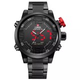 Cumpara ieftin Ceas de barbati MBrands dual led display, timer, alarma, army, curea inox Negru, Skmei