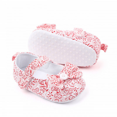 Pantofiori albi cu floricele rosii (Marime Disponibila: 3-6 luni (Marimea 18 foto