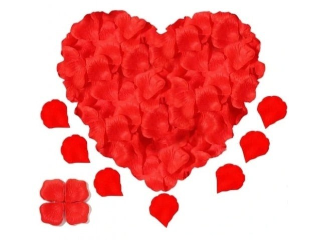 Set petale artificiale de trandafir, material textil, rosu, 100 bucati