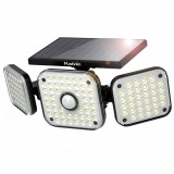 Lampa solara de perete MustWin, 1000lm, LED, 112 leduri,3 moduri, incarcare solara si senzor de miscare,, Generic