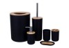 Set de baie, 6 piese, plastic/bambus, negru, Oem