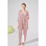Cumpara ieftin Set Pijama de Dama 3 Piese din Satin, Roz - ANI159
