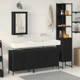 VidaXL Set de Mobilier pentru Baie 4 Piese Negru Stejar Lemn Prelucrat