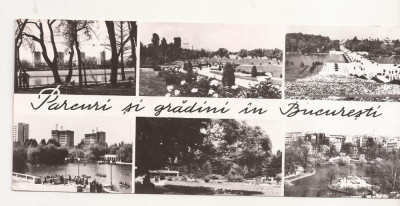 RF34 -Carte Postala-Parcuri si gradini in Bucuresti, format lung, circulata 1965 foto