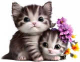 Sticker decorativ, Pisicute, Alb, 76 cm, 1251STK