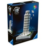 Ravensburger - Puzzle 3D iconic Turnul din Pisa cu LED 216 piese model de